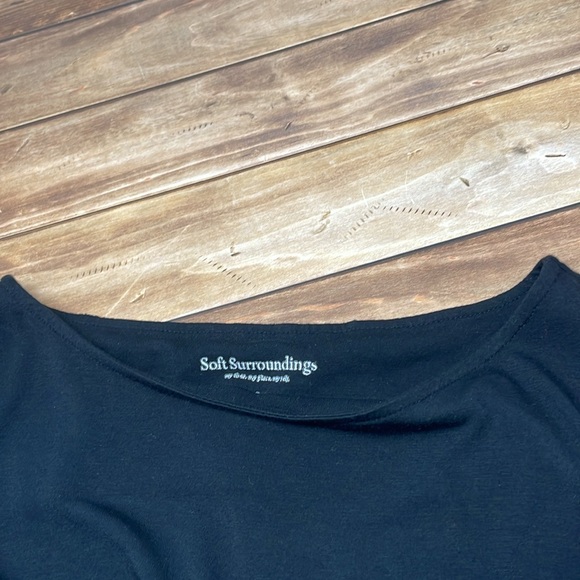 Soft Surroundings Ruched Long Sleeve Tee in Black M G6 - Picture 5 of 5